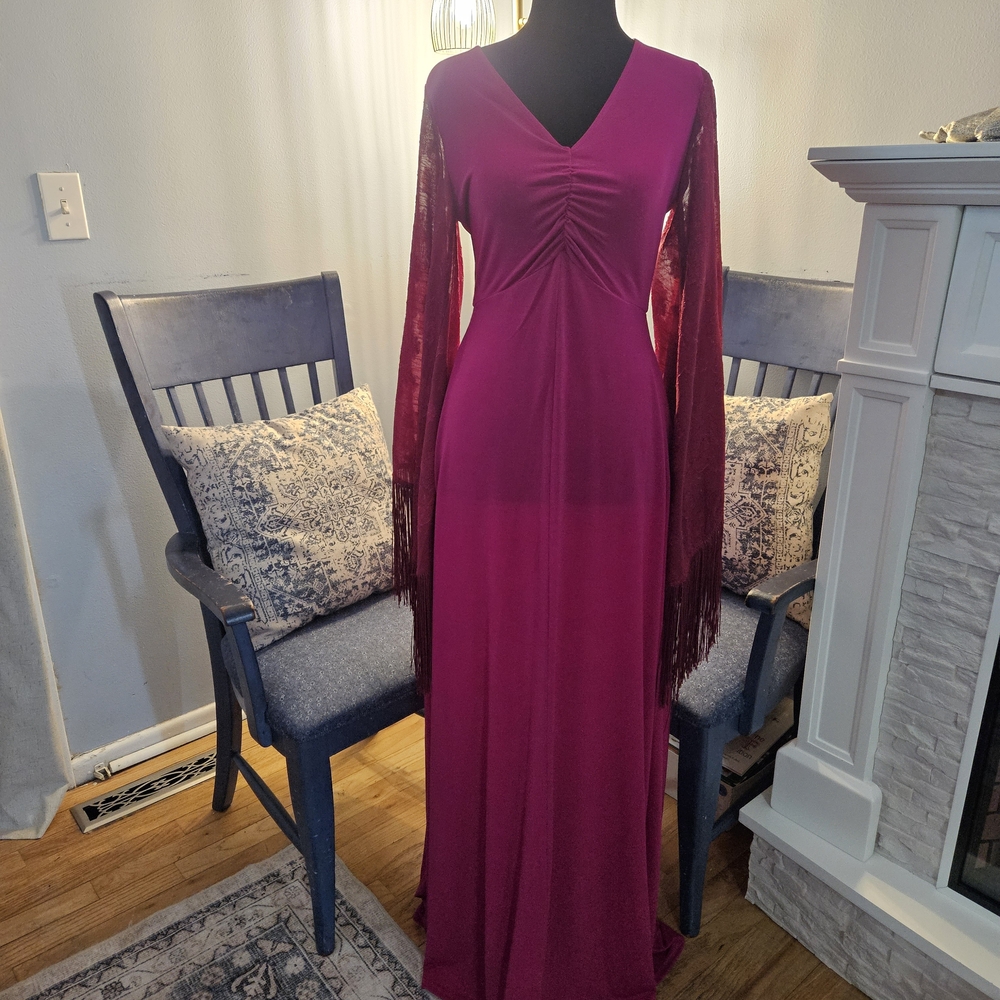 Unique Vintage Fuchsia Long Sleeve Dress